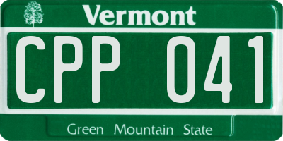 VT license plate CPP041