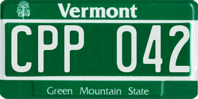 VT license plate CPP042