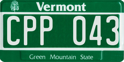 VT license plate CPP043