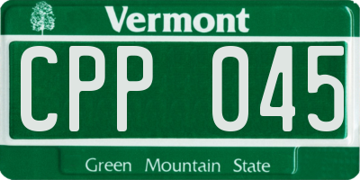 VT license plate CPP045