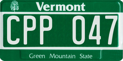 VT license plate CPP047