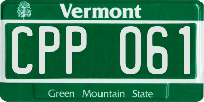 VT license plate CPP061