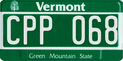 VT license plate CPP068