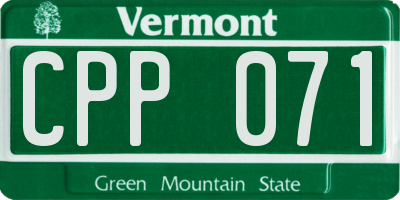 VT license plate CPP071