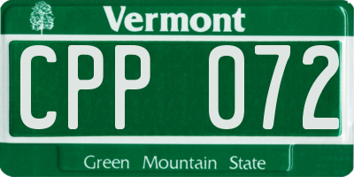 VT license plate CPP072
