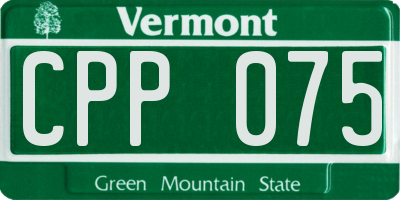 VT license plate CPP075