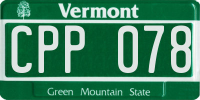 VT license plate CPP078