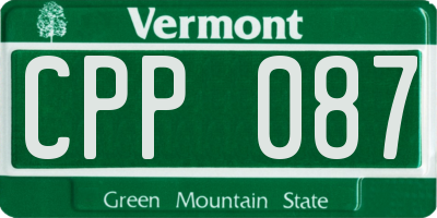 VT license plate CPP087