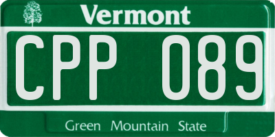 VT license plate CPP089