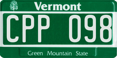VT license plate CPP098