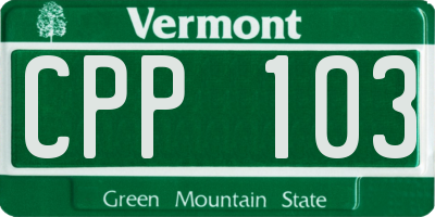 VT license plate CPP103