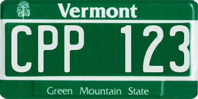 VT license plate CPP123