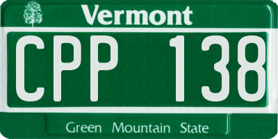 VT license plate CPP138