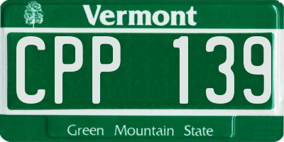VT license plate CPP139