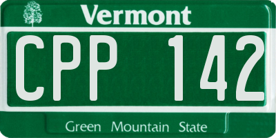 VT license plate CPP142