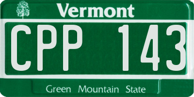 VT license plate CPP143