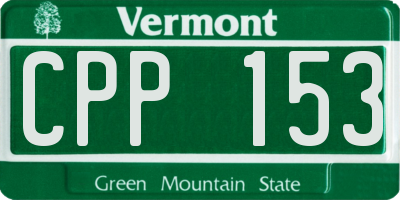 VT license plate CPP153