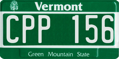 VT license plate CPP156