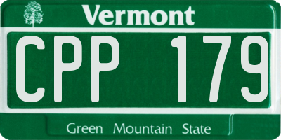 VT license plate CPP179
