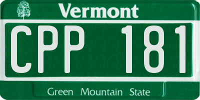 VT license plate CPP181