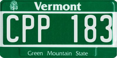 VT license plate CPP183