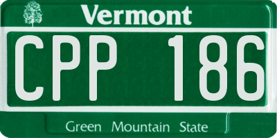 VT license plate CPP186