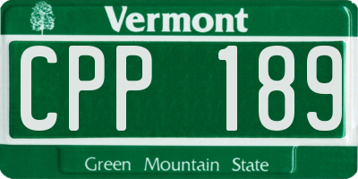 VT license plate CPP189