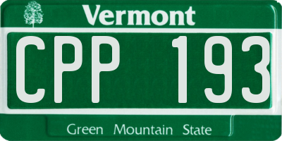 VT license plate CPP193