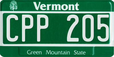 VT license plate CPP205