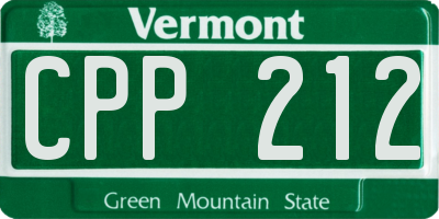 VT license plate CPP212