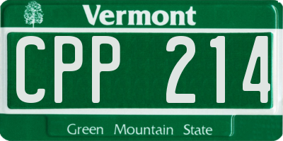 VT license plate CPP214
