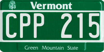 VT license plate CPP215