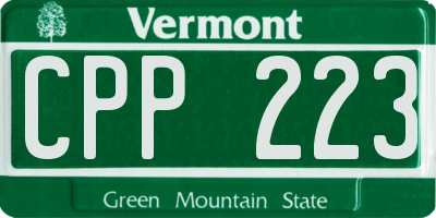 VT license plate CPP223