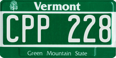 VT license plate CPP228