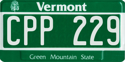 VT license plate CPP229