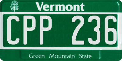 VT license plate CPP236