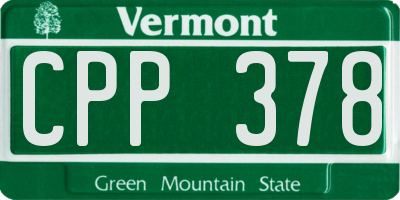 VT license plate CPP378