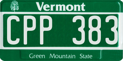 VT license plate CPP383