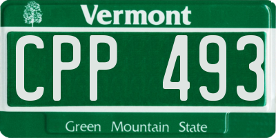 VT license plate CPP493