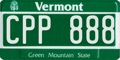 VT license plate CPP888