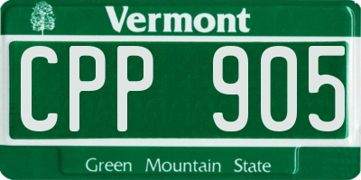 VT license plate CPP905