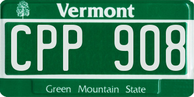 VT license plate CPP908