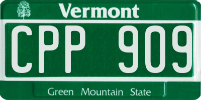 VT license plate CPP909