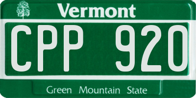 VT license plate CPP920