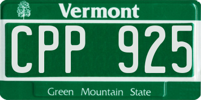 VT license plate CPP925