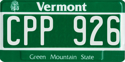 VT license plate CPP926