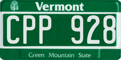 VT license plate CPP928