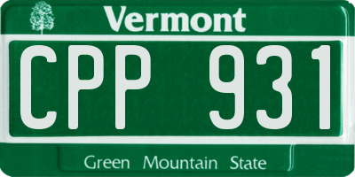 VT license plate CPP931
