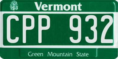 VT license plate CPP932