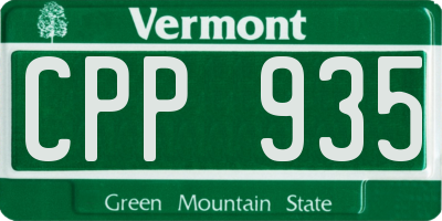 VT license plate CPP935